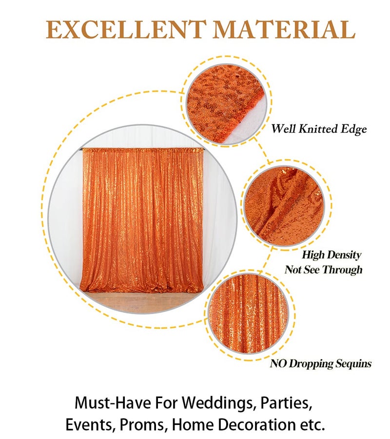 ShinyBeauty 7FTx7FT Orange Shimmer Sequin Fabric Photography Backdrop - Happy Birthday & Prince Glitter - Image 4